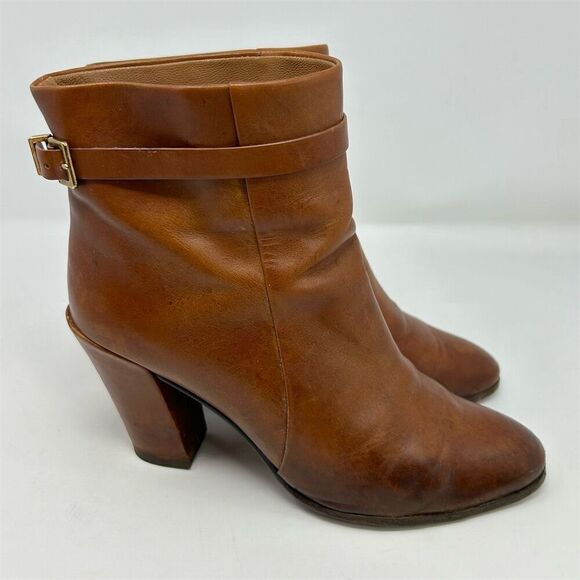 Kate Spade Women's Heeled Ankle Booties Brown Leather Buckle Strap Size 8M - Picture 5 of 16
